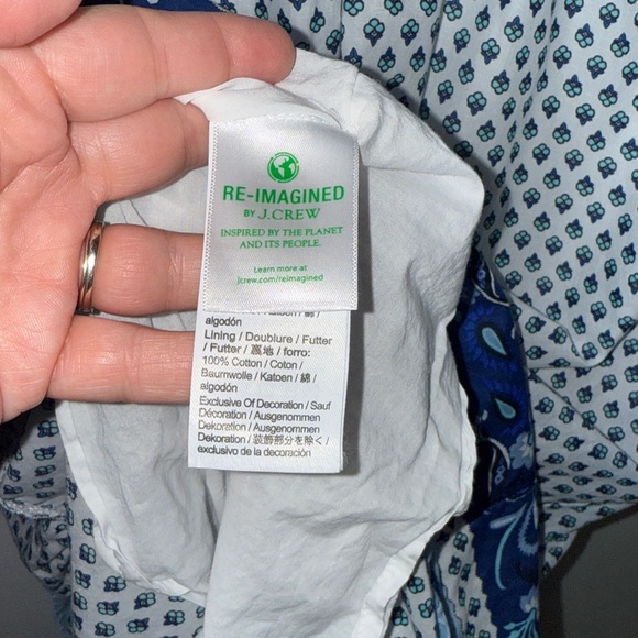 J.Crew Ferris Smocked Ruffle Cotton Voile Dress Blue White Size XS Spring - Picture 10 of 10